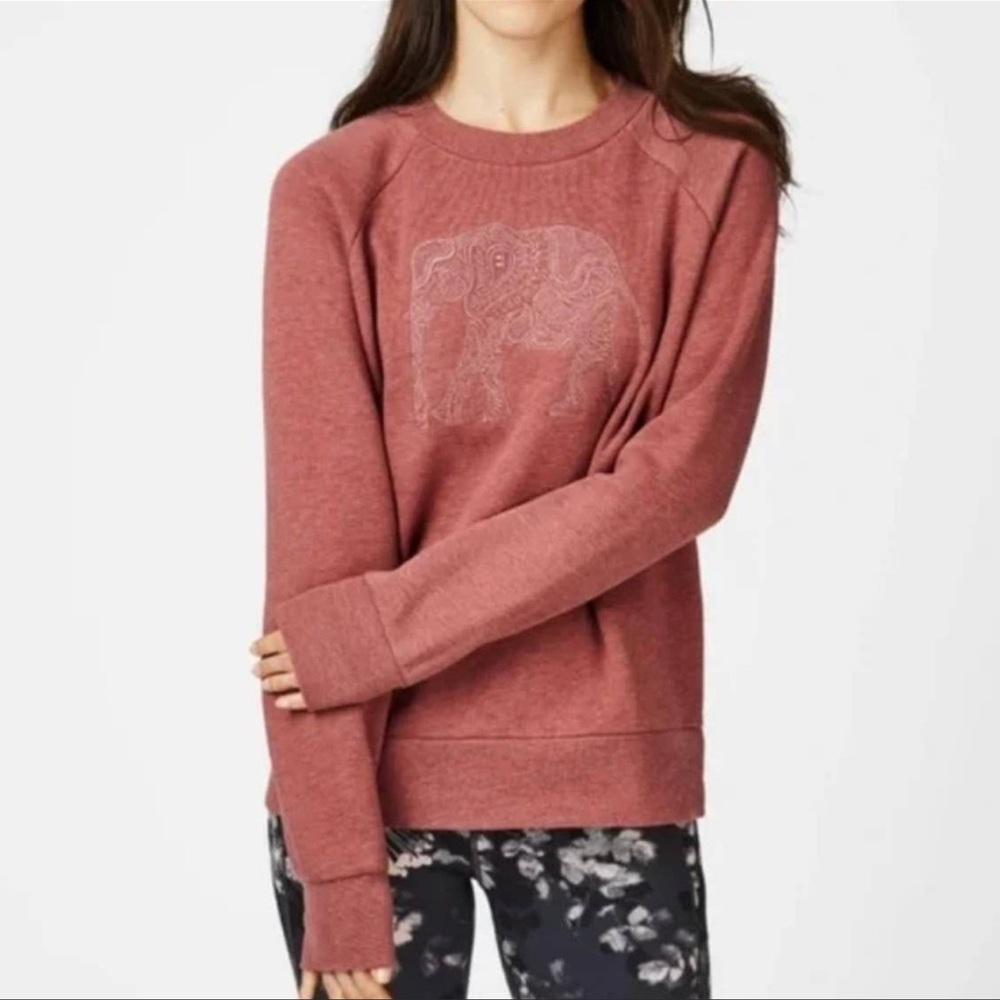 Sweaty Betty Rose Red Elephant Graphic Pullover Sweatshirt